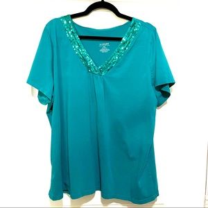 Teal sequined top